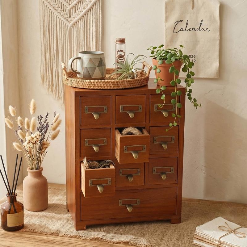 Holzaufbewahrungsbox mit 9 Schubladen für Homeoffice und Bastelzimmer Platzsparende Schreibtischorganizer