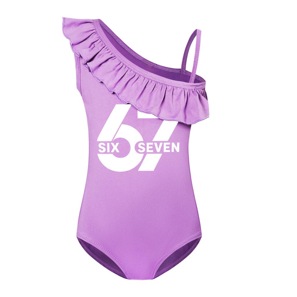 5398 Mädchen Stehlen ein Gehirnfäule 67 Bedruckter Rüschen Süßer Badeanzug