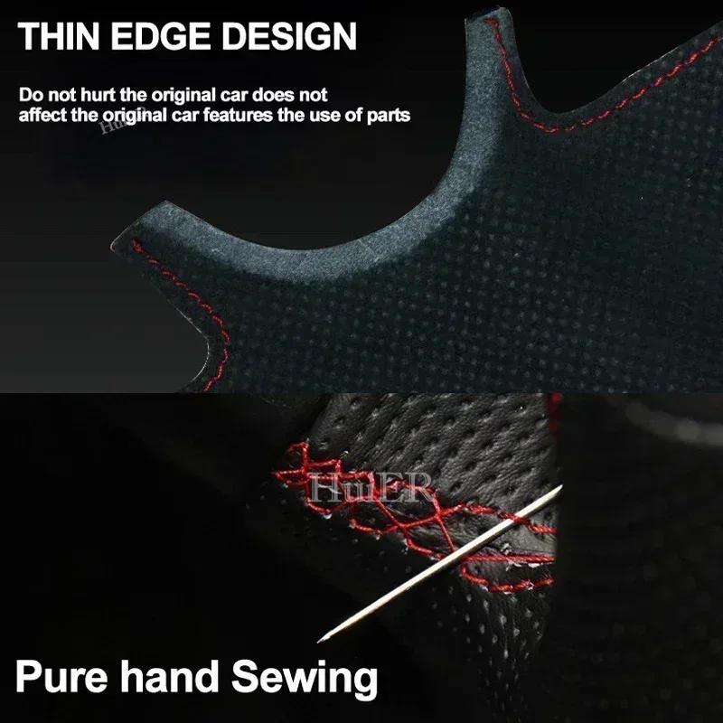 Black Steering Wheel Cover Wrap Artificial Leather Hand-sweing Protector For Hyundai Solaris Verna i20 i25 Accent 2008-2014