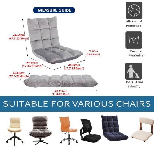 Stretch Seat Cover, Velvet, Stretch Material, Washable, Armless, Simple Solid Color, for Dining Chairs (white)