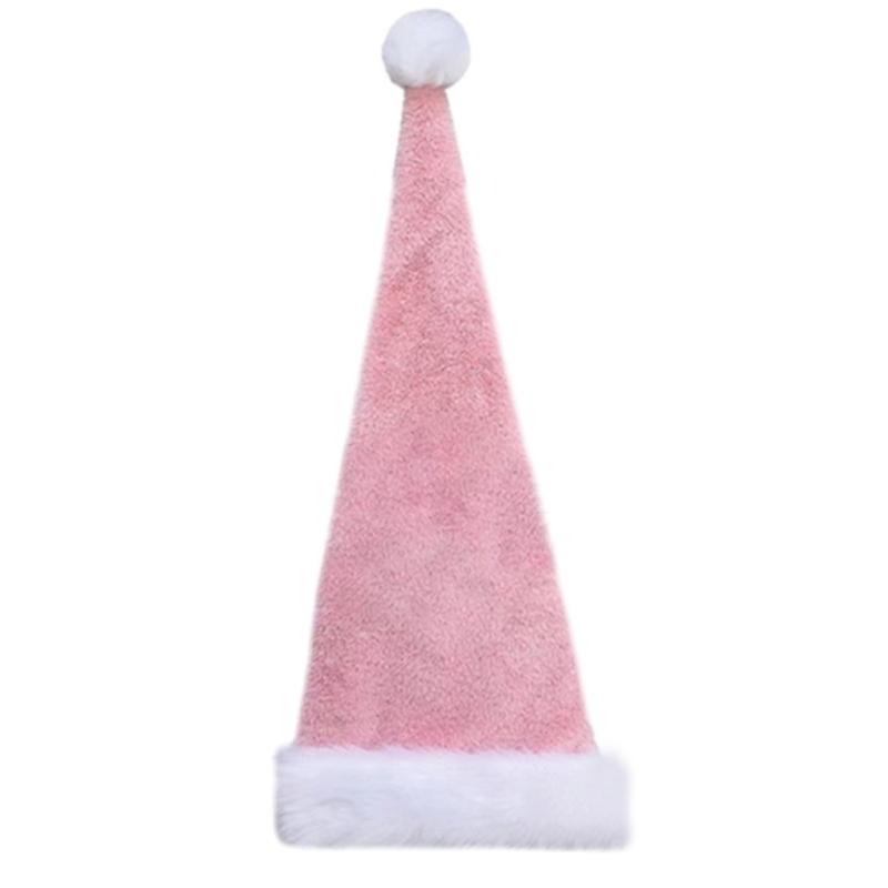 Plush Santa Hat Christmas Party Hat Long Christmas Hat Navidad Props New Year Double layer розовый