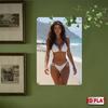 Retro White Metal Bikini Beach Wall Sign 8x12 Inch Vintage Surf Art Door Outdoor Decor Sign 2D Flat Plaque 1960s Easy Install