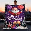 1pc Christmas Decorations Outdoor Flannel Blanket Soft All Season Polyester Throw , Perfect for Picnics & Travel , Picnic Accessory