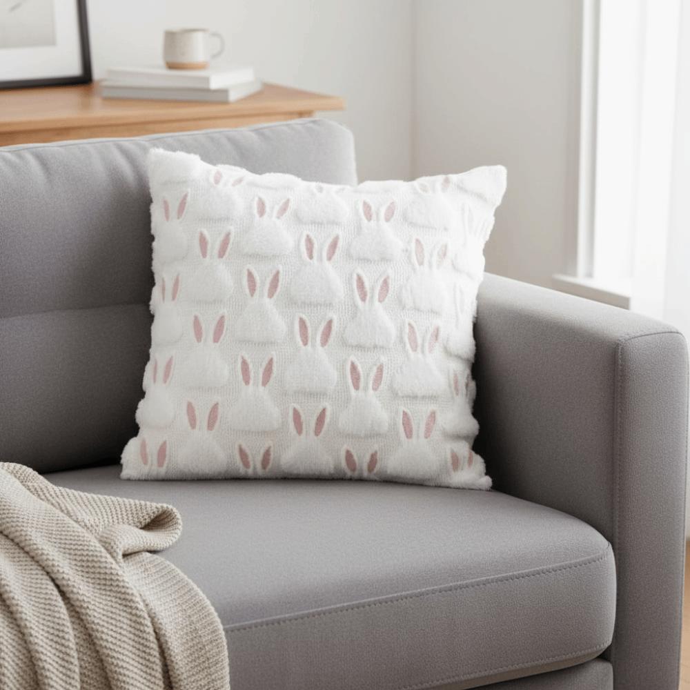 Plush Backrest Cover Warm Pillowcase Comfortable Rabbit Throw Pillow Cover Bedroom