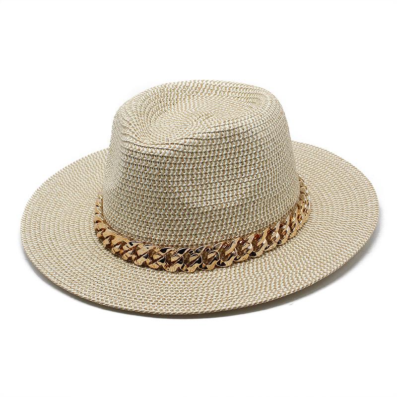 Summer Men'S And Women'S Gender-Neutral Sunshade Straw Hat Sun Protection Uv Protection Straw Woven Panama Top Hat