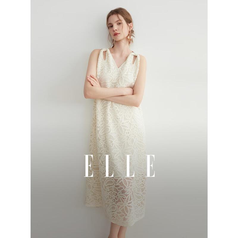 ELLE Embroidered Resort V-neck A-Line Dress M