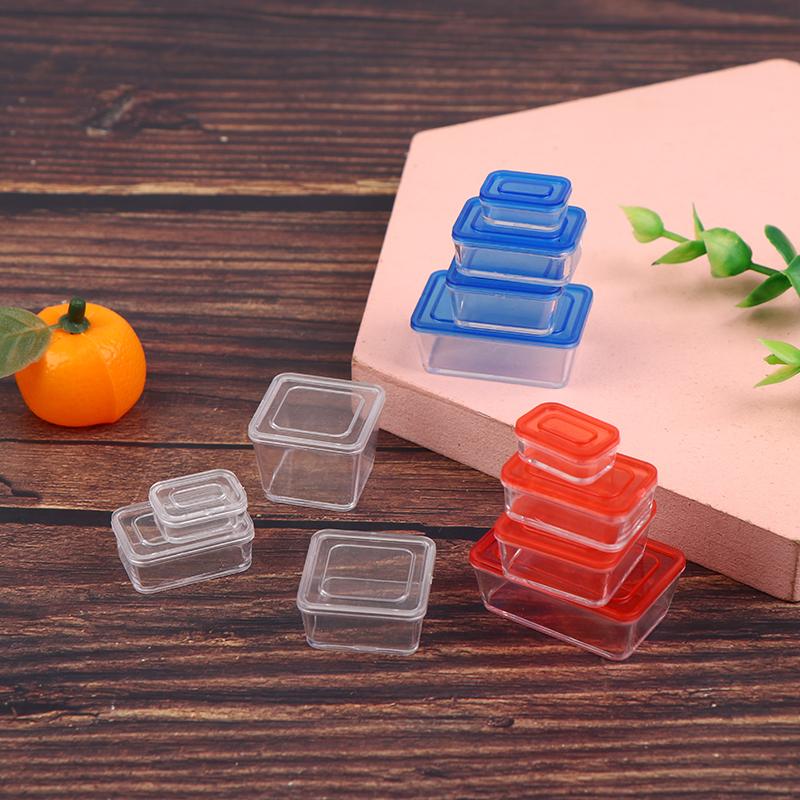 4 Stück 1/12 Puppenhaus Mini Frischhaltebox Brotdose Modell Küchengeschirr