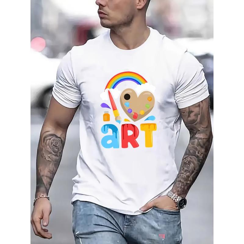 

Men s Artistic Graphic T-Shirt - Soft Short Sleeve Round Neck Casual Tee for Art Exhibits, Parties & Casual Attire - Machine Washable 4XL білий