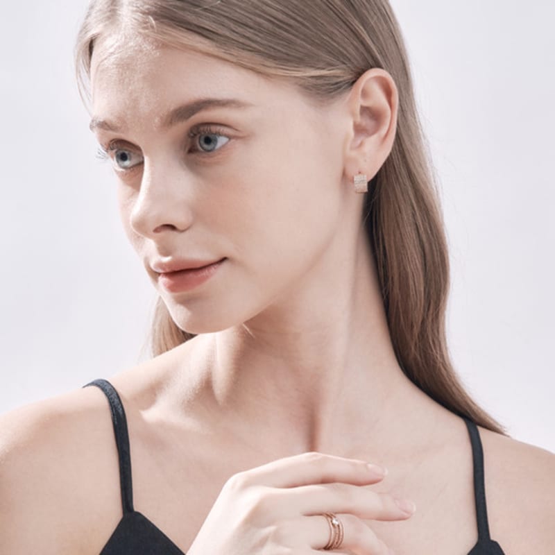 ELLE Jewelry 14K Volume Cubic One-Touch Earrings (Gold Filled) ELGPEE505