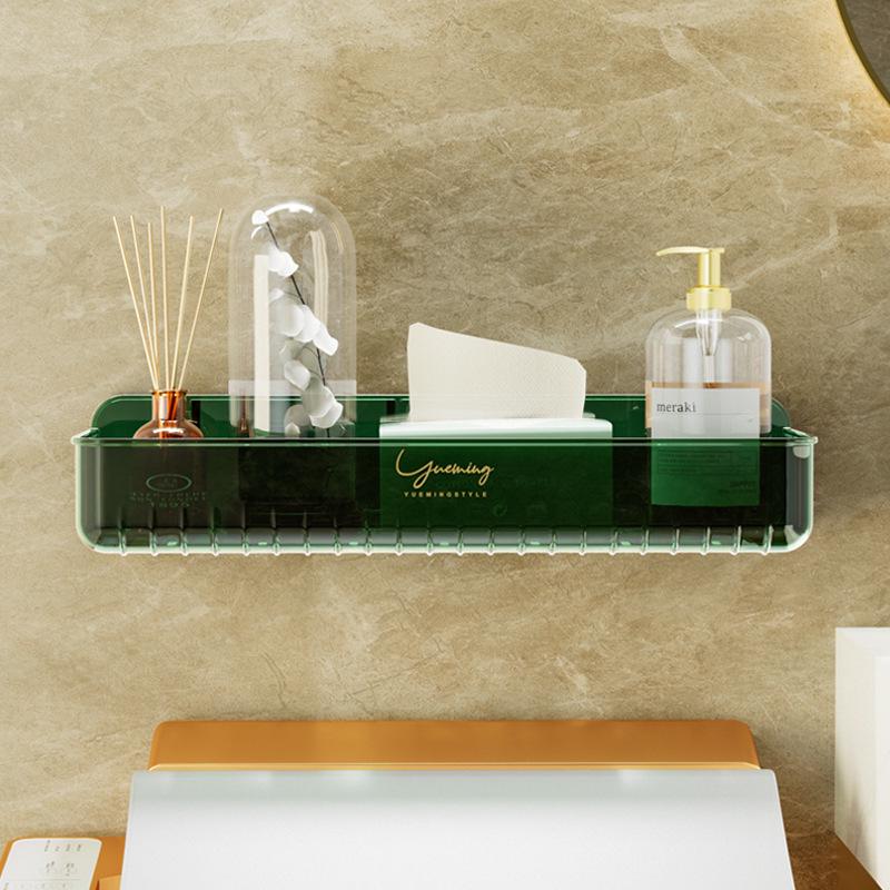 Nástěnný úložný regál do koupelny bez vrtání na toaletní potřeby a kosmetiku