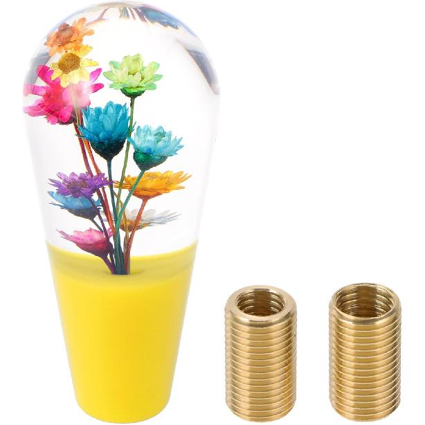 

Flower Shift Knob Universal Gear Shifter Knob Acrylic Stick Shifter Lever Knob for Automatic and Manual Vehicle with 2 Adapter Clear Green 1 Set Clear, Yellow