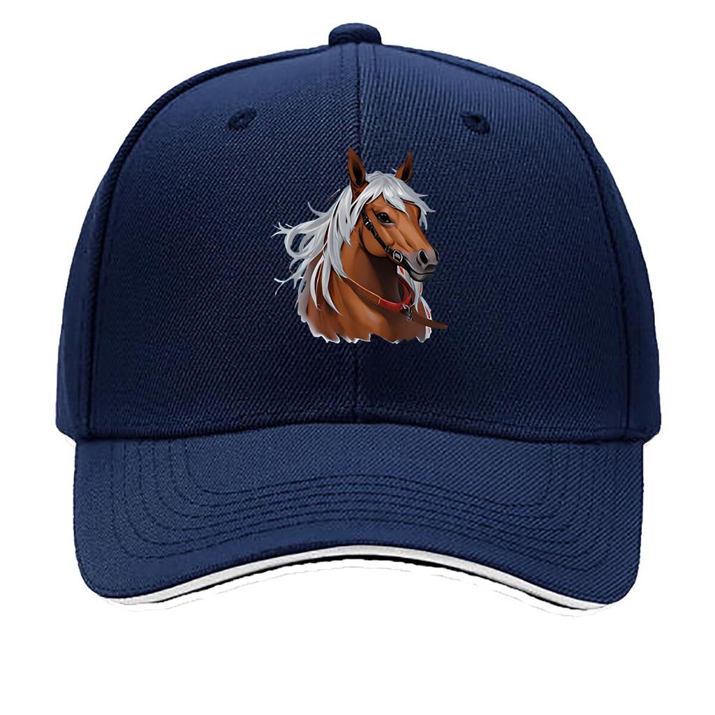 Brown Horse White Unisexe Wall Art Hip Hop Hat Fashion Outdoor Sports Sandwich Baseball Cap