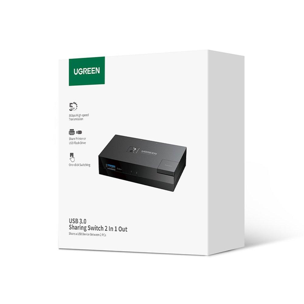 Ugreen Dual USB 3.0 Port Switch Selector Hub - Black