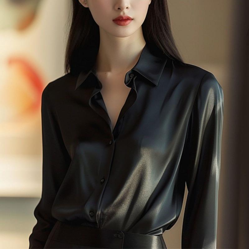 Retro Unique and Chic Purple Shirt Top for Women Spring Design Sense Niche Professional Temperament