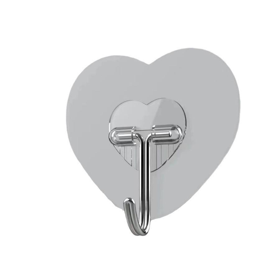 

Heart-Shaped No-Punch Adhesive Wall Hook - Strong, Transparent, and Traceless Heart Hook [1 Piece Loose]
