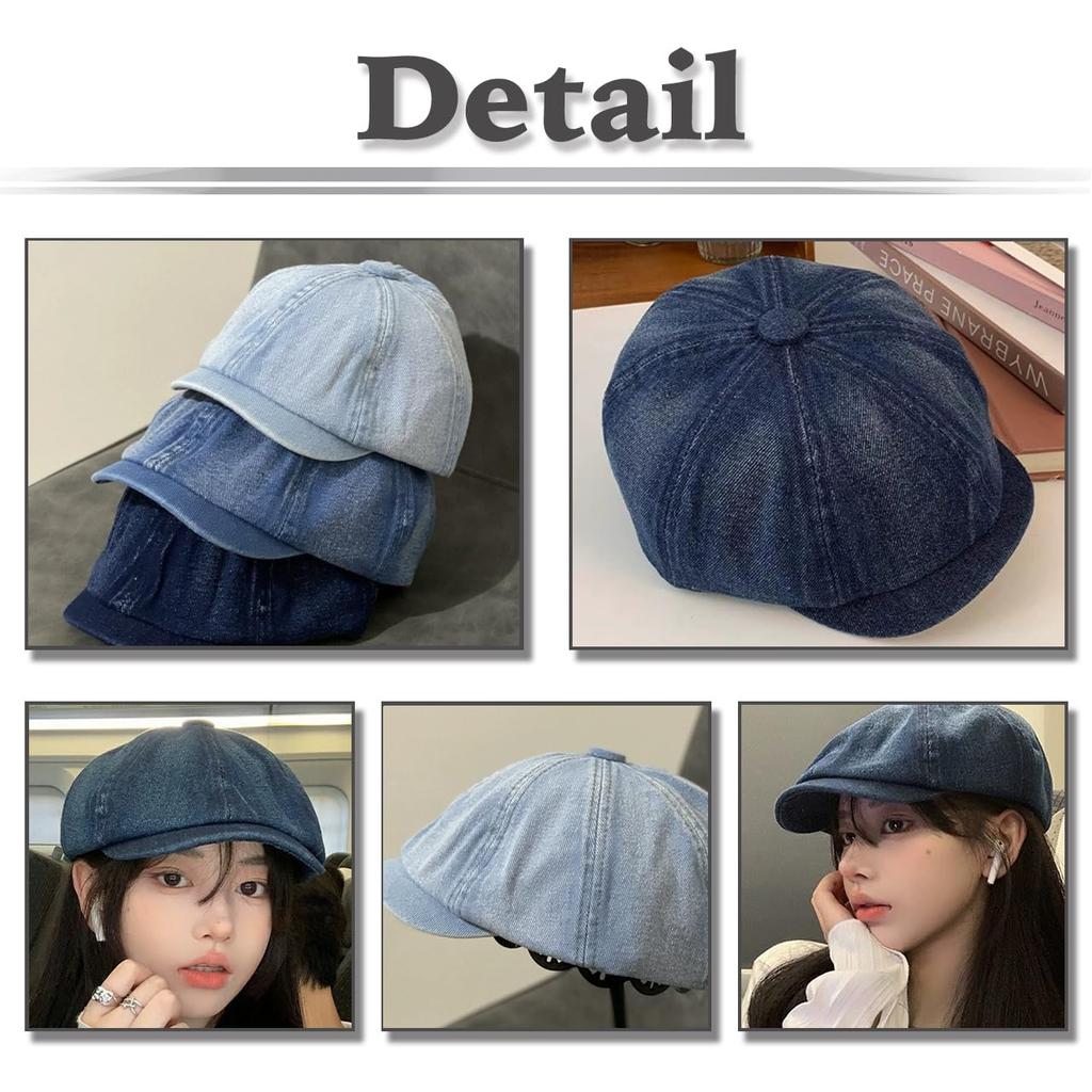 Casquette Stylish Hunting CZ629 [White Fang] Hat, Denim, Cap, Women's & Men's (Blue)