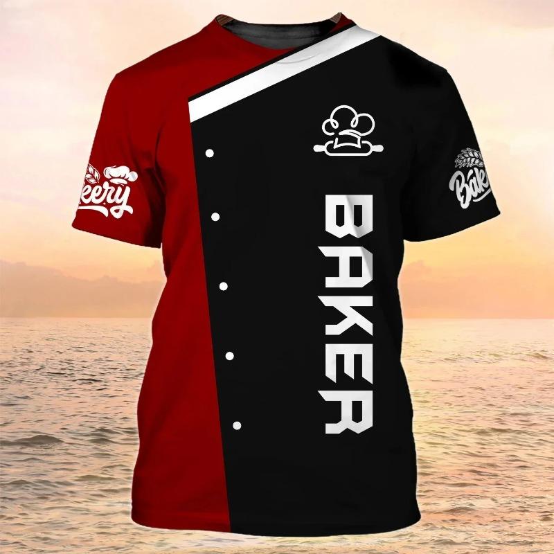 Chef Dessert Chef Cosplay 3D Harajuku Printed Funny T-shirt Men's And Women's Crewneck Short Sleeve Creative Fashion Hip Hop Top