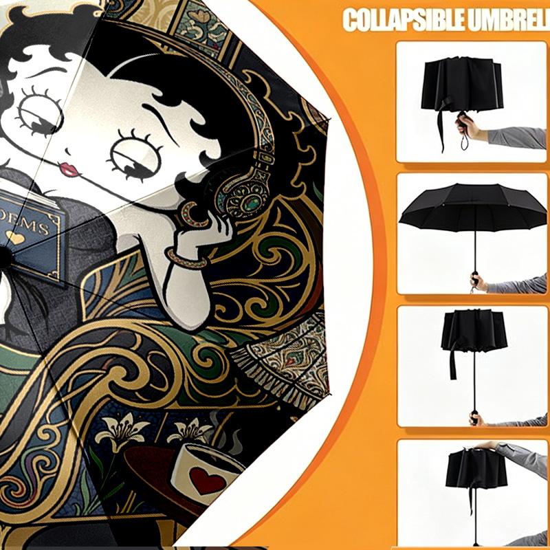 Betty Boop Print Umbrella Automatic Opening/ Closing - Portable Foldable Design - Daily Use for Travel/Outdoor - Gift for Birthday