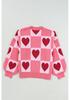 Women's 2025 Winter Heart Plaid Color-Block Sweater - European American Fashion, Round Neck Knit Pullover