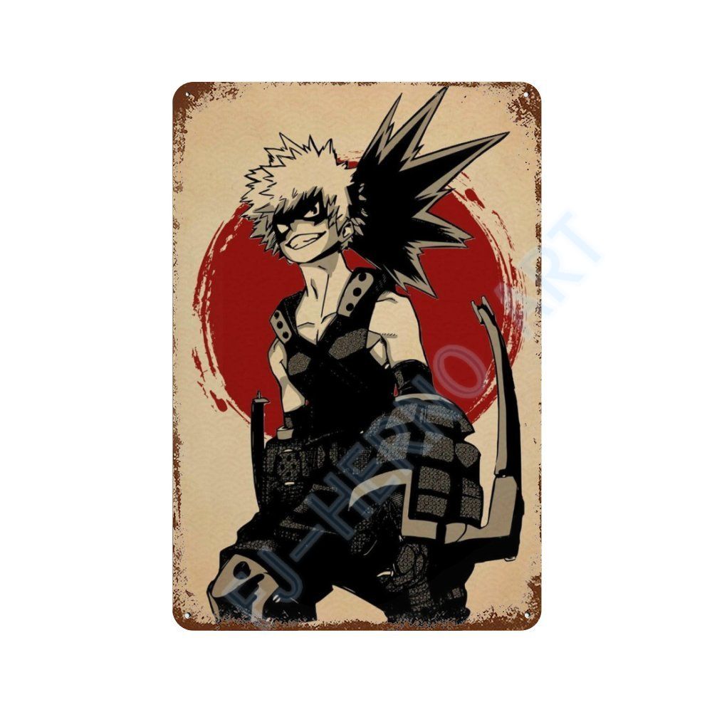 Japan Retro Anime Demon Slayer My Hero Academia Jujutsu Kaisen Metal Tin Sign Plaque Wall Art Home Kids Room Decorative Plates