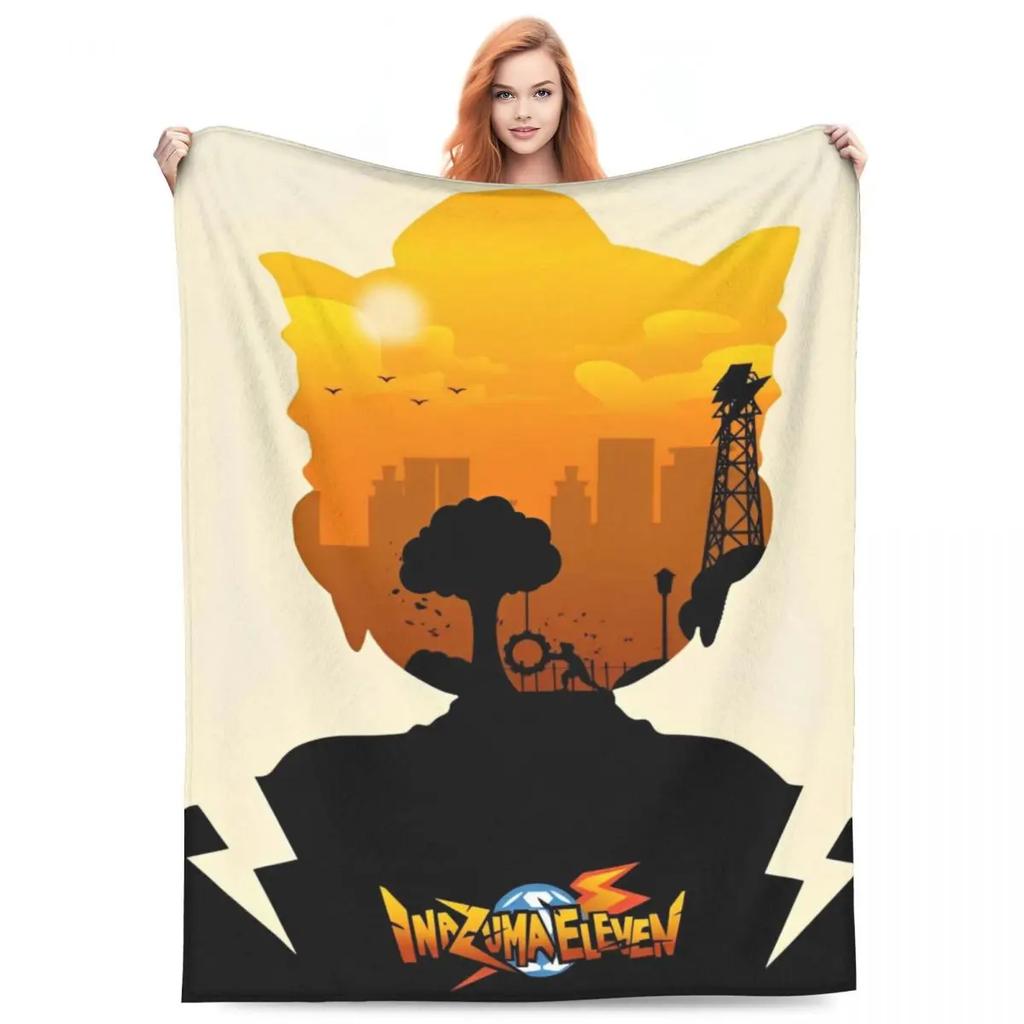 Inazuma Eleven Decken Flanell Textil Dekoration Videospiel Sportspiel Atmungsaktiv Weich Überwurfdecken für Zuhause Reise Steppdecke