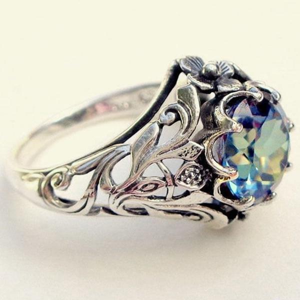 

Vintage Women s Jewelry 925 Sterling Silver Rings 1.76CT Mystic Rainbow Topaz Diamond Antique Gemstone Ring Wedding Band 6 серебряный