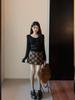 2025 Autumn Korean V-neck Long-sleeve Women's Letter Print Slim-fit T-shirt