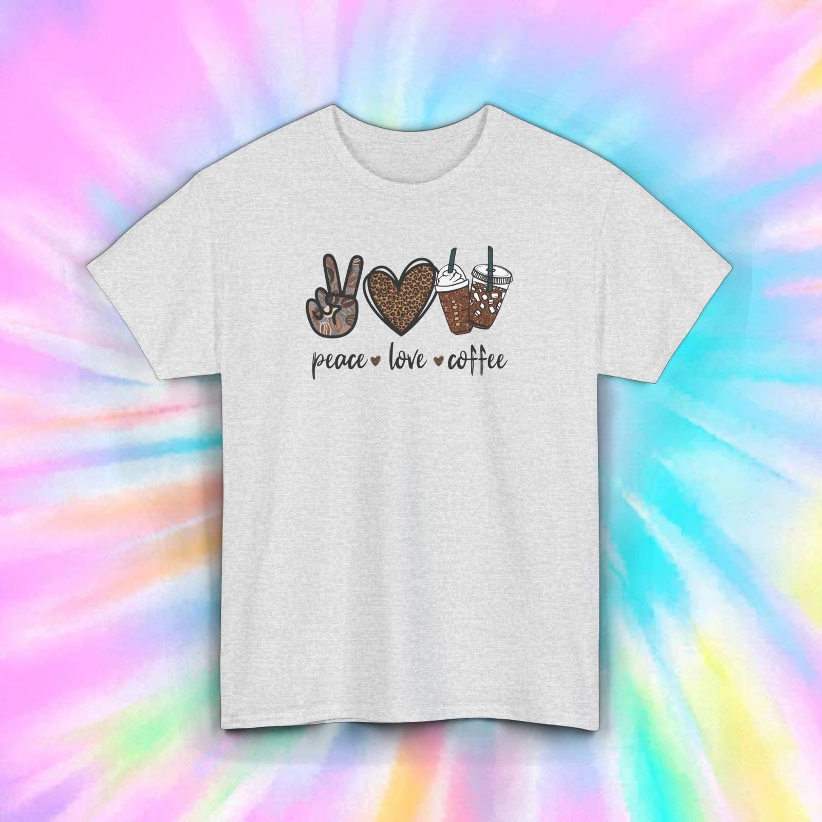Peace Love Coffee T-Shirt Mens Womens Tees Top | Coffee Lover Graphic Tee S-5XL L