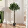 Artificial Bay Laurel Topiary Trees with Twisted Trunk, Realistic Lush Topiary Ball Tree with Weighted Pot, Set of 2