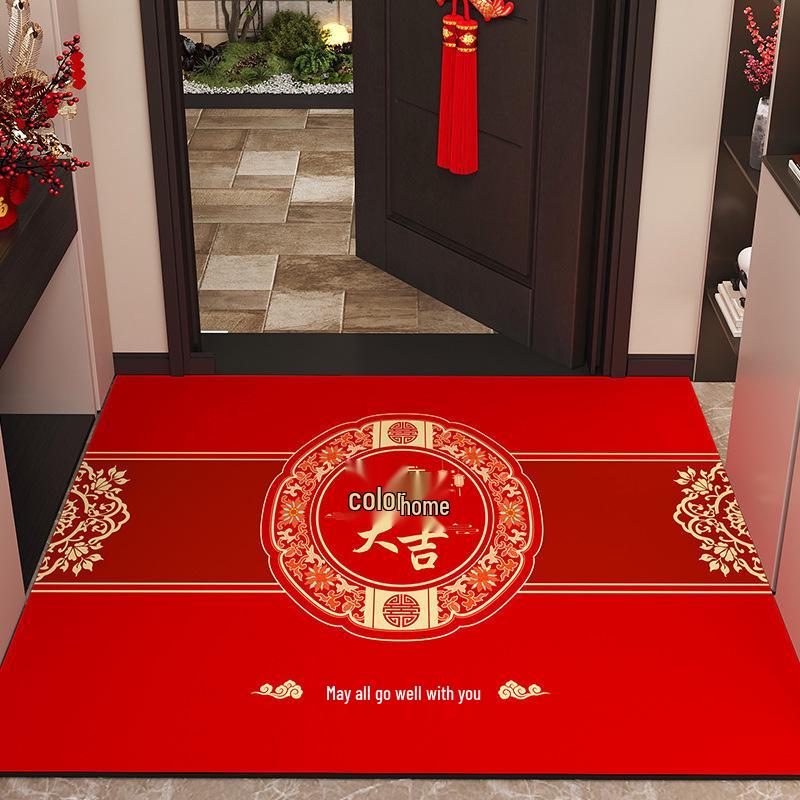 2026 Festive Red Quick-Dry Bathroom Anti-Slip Mat 40*60cm (Thickened Crystal Velvet)