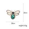 Blucome Big Crystal Bee Brooch Golden Openwork Wings Women Party Clothing Accessories Insect Beetle Brooches