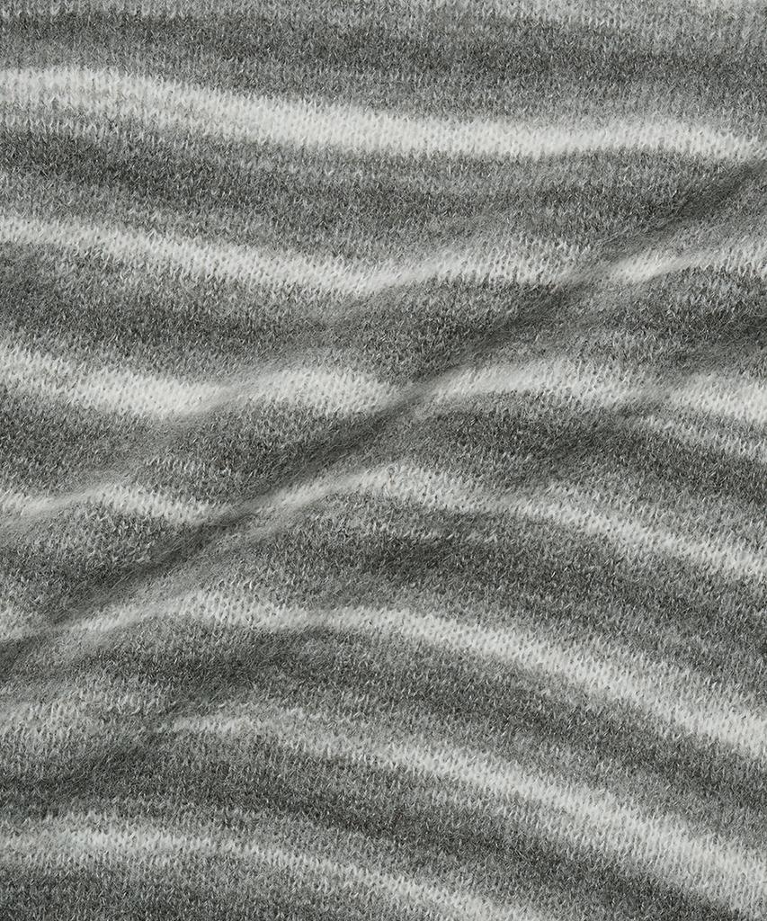 Golden Sunshine Wool Stripe Knit Hood Zip-Up_Grey