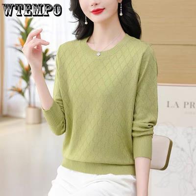 Cashmere Trui voor Dames Herfst en Winter Ronde Hals Losse Pullover Effen Kleur Lange Mouwen Gebreide Trui Binnenlaag Top
