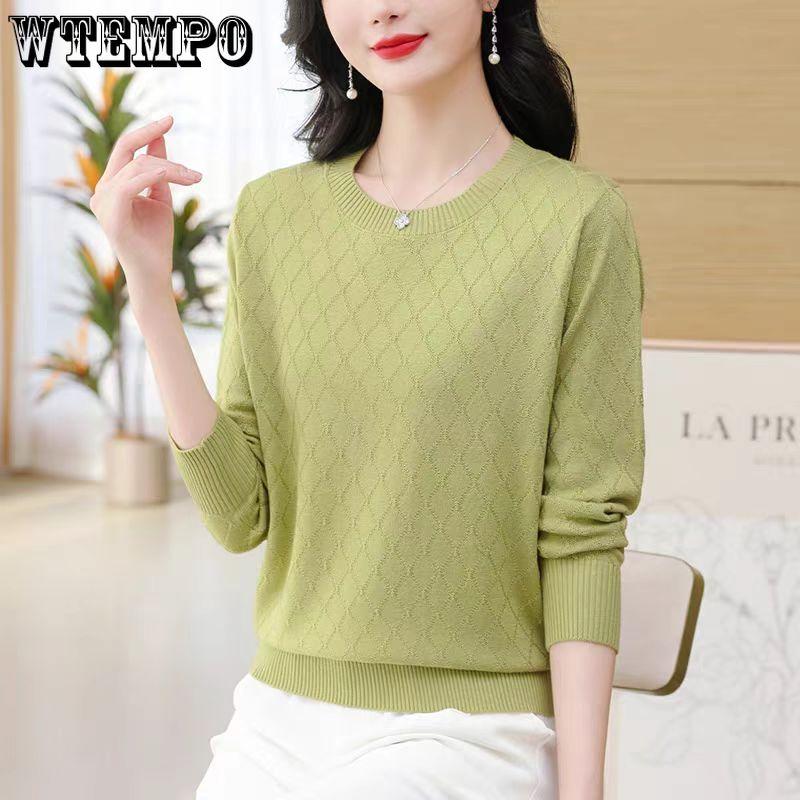 Cashmere Sweater for Women's Autumn and Winter Round-neck Loose Pullover Solid-color Long-sleeved Knitted Sweater Inner Layer Top