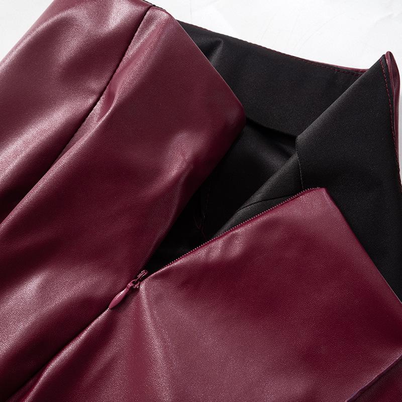 2024 Vinter Dam Högmidjade Glansiga PU-läder Utsvängda Byxor