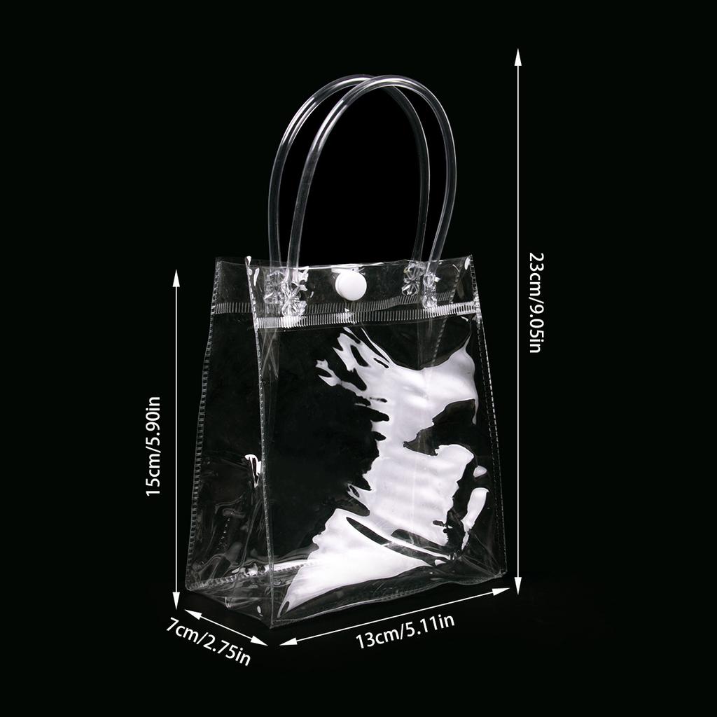 10pcs Clear Plastic Gift Bags with Handle Clear Goodie Bag for Christmas Wedding Birthday Baby Shower Party Favors Gift Tote Bag