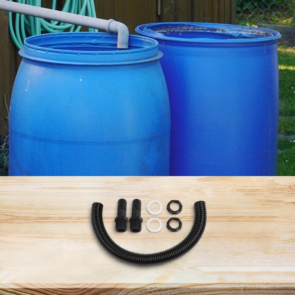 Water Butt Interconnect Kit Including 50cm Pipe 25mm Connectors Washers and Nuts for Rainwater Diversion Projects
