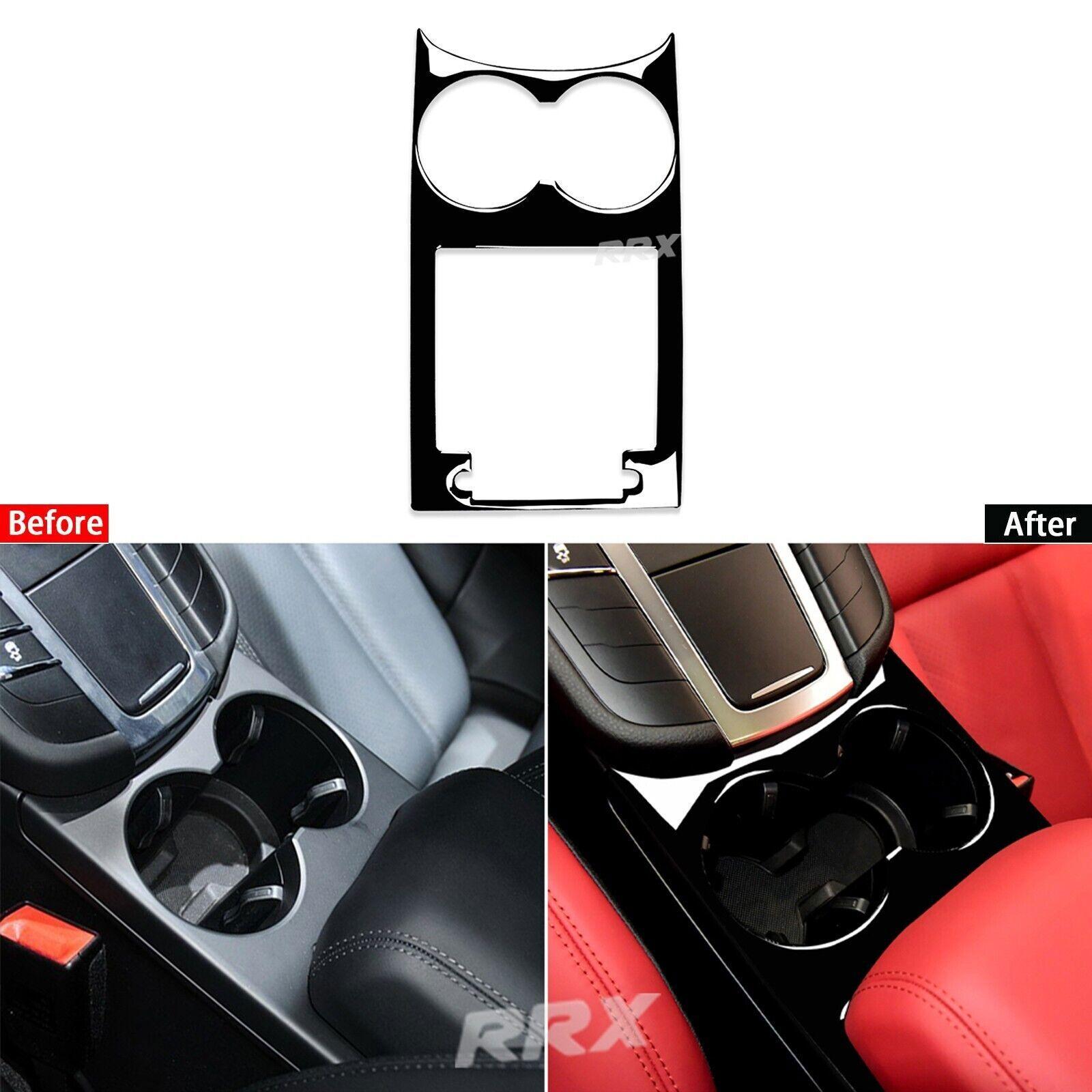 Glossy Piano Black Console Water Cup Holder Panel Cover For Porsche Macan 14-21