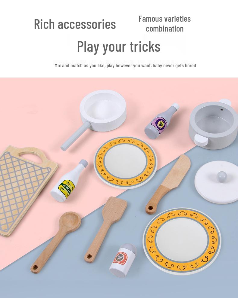 Wooden Play Kitchen Set for Kids: Pretend Cooking Toys for Boys and Girls
