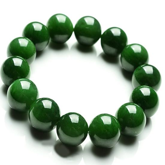 Přírodní 10mm tmavě zelené umělé nefritové kulaté korálky Strečový náramek jako dárek