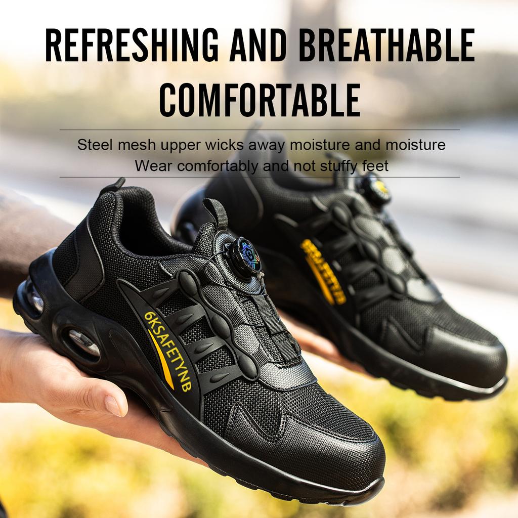 Rotating Button Breathable Work Shoes For Men Anti-Smash Anti Puncture Safety Shoes Men Boots Indestructible Shoes Male Sneakers