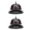 2Pcs Service Bell Exquisite Clear Sound Classic Shape Polishing Glossy Nonslip Base Call Bell for Hotel Restaurant