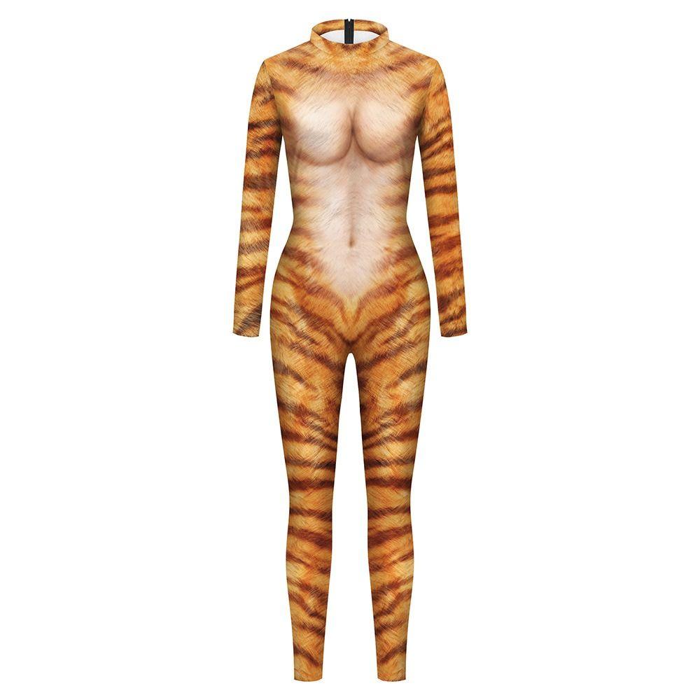 Dress Up Funny Adult Bodysuits Leopard Animal Cosplay Costume Cute Halloween Party Jumpsuit  Club