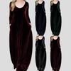 Autumn Winter Women's Plus Size Dress Long Gold Velvet Dress Round Neck Long Sleeve Elegant Velvet Gown