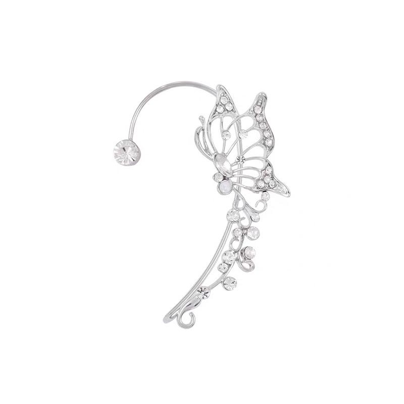 Versatile Rhinestone Butterfly Ear Cuff: Elf Ear Effect, No Piercing Needed, Elegant & Fashionable.