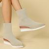 Bottes Chaussettes Compensées Automne 2025 Nouvelles Bout Pointu Tricot Respirant Plateforme Antidérapante Résistantes à l'Usure Extensibles Bottes