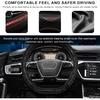 Car Steering Wheel Cover, 15 Inches Leather Comfy Grip Steering Wheel Protector with 3D Honeycomb, Anti-Slip D-Shaped Wheel Wrap Cover for Most