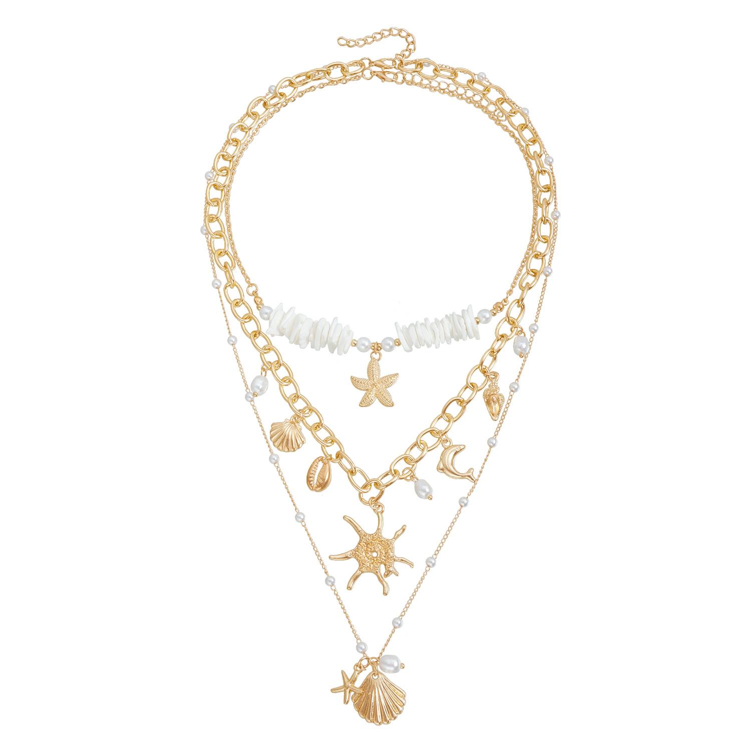 European and American jewelry summer leisure vacation wind marine element necklace sexy beautiful woman beach bikini necklace золотой