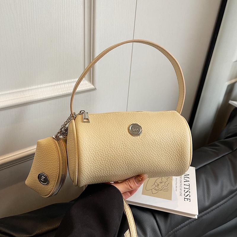 

Премиальная сумка женская новая сумочка популярная сумка через плечо модная дорожная сумка-мессенджер цилиндрической формы светло-желтого