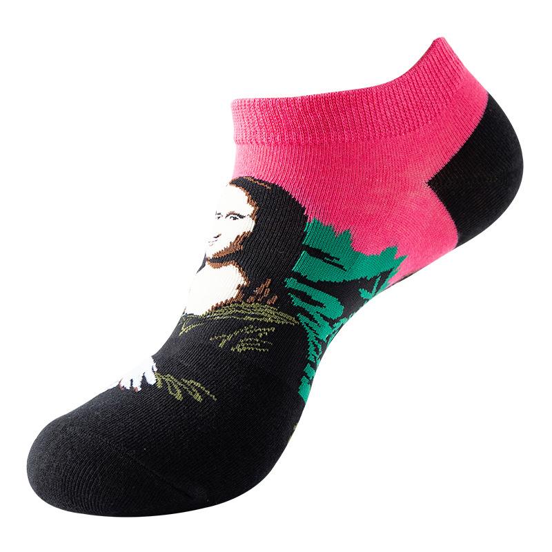 Spring Summer Socks Cute Funny Harajuku Cartoon Men Boat Oil Painting Food Casual Cotton Short Socks for Female Sox
